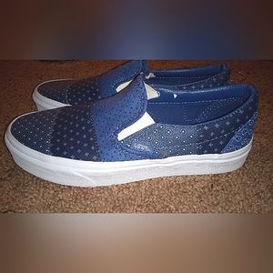 New Vans Classic Slip On Tie Print Patchwork Blue Sneakers